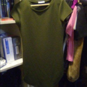 Olive Green Short Sleeve Thermal Mini T-Shirt Dress